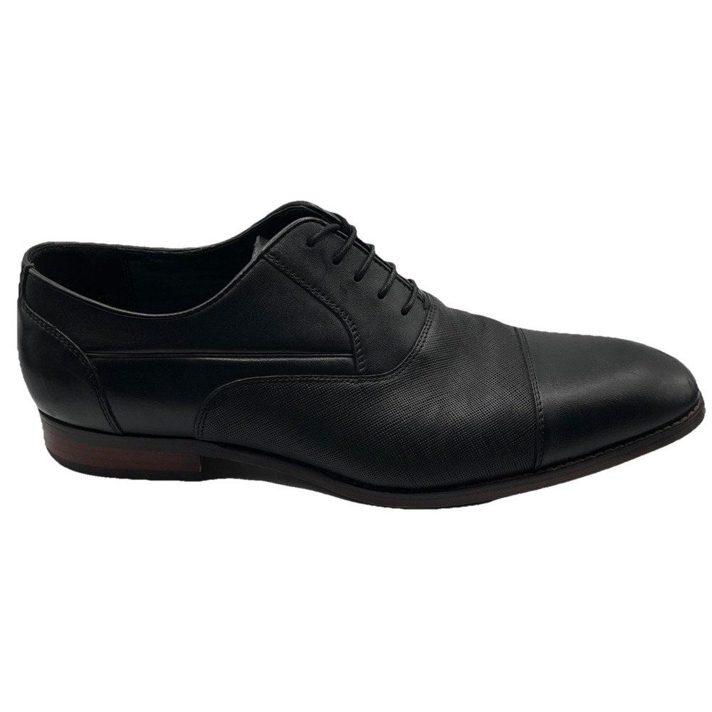 Steve Madden Proctor‎ Leather Oxford Dress Shoes Lace Up Cap Toe Black Mens 10.5